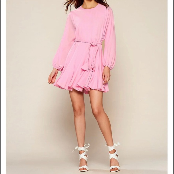 Balloon Sleeve Crew Neck Swing Dress 